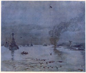 La flota, un día brumoso, 1917, de Artistas Británicos en el Frente, Continuación del Frente Occidental, 1918
